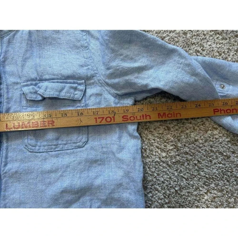 C&C California Womens Blue 100% Linen Nautical Coastal Jacket Roll Tab Med - Picture 8 of 8